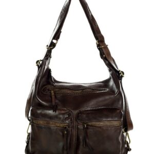 marco mazzini miejska torebka plecak skórzana convertible leather bag brąz caffe