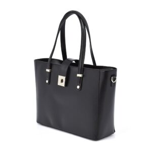 vp1021 czarny duża shopperka, efektowne zapięcie