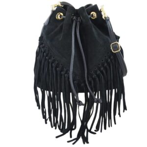 torebka skórzana boho style - czarna