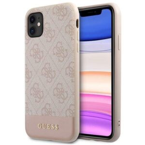 guess guhcn61g4glpi iphone 11 6,1" / xr różowy/pink hard case 4g stripe collection