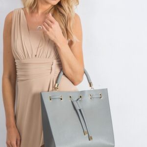 kwadratowy shopper bag ściągany troczkiem, skóra naturalna — rovicky