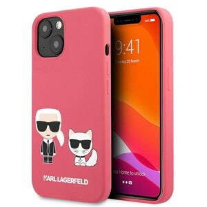 karl lagerfeld klhcp13ssskcp iphone 13 mini 5,4" hardcase różowy/pink silicone karl & choupette