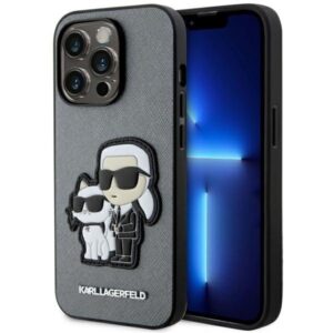 karl lagerfeld klhcp14xsankcpg iphone 14 pro max 6.7" hardcase srebrny/silver saffiano karl & choupette