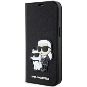 karl lagerfeld klbkp14lsankcpk iphone 14 pro 6.1" bookcase czarny/black saffiano karl & choupette
