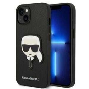 karl lagerfeld klhcp14msapkhk iphone 14 plus 6,7" czarny/black hardcase saffiano karl`s head patch