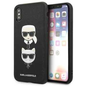 karl lagerfeld klhcpxsakickcbk iphone x/xs czarny/black hardcase saffiano ikonik karl&choupette head