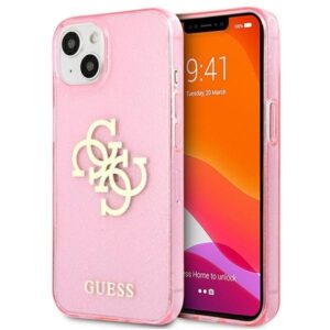 guess guhcp13spcugl4gpi iphone 13 mini 5,4" różowy/pink hard case glitter 4g big logo