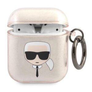 karl lagerfeld kla2ukhgd airpods cover złoty/gold glitter karl`s head