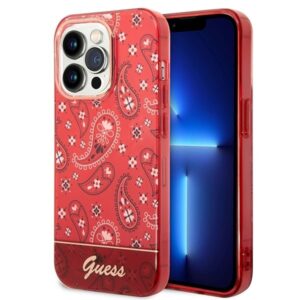guess guhcp14xhgbnhr iphone 14 pro max 6,7" czerwony/red hardcase bandana paisley