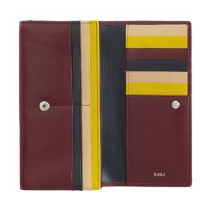 dudu leather rfid wallet colored 18 multi card large design high capacity purse with zip coin holder and snap