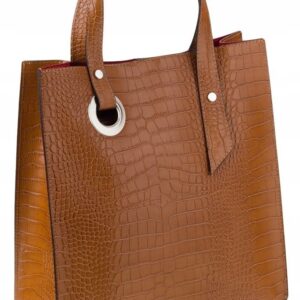 stylowy, prostokątny shopper damski skóra naturalna krokodyl rovicky