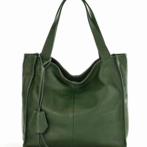 modna torebka damska skórzany shopper bag - marco mazzini portofino max ciemny zielony
