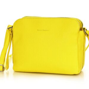 torebka skórzana crossbody listonoszka dwie komory - marco mazzini żółty