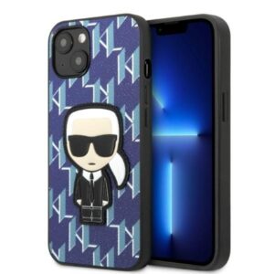 karl lagerfeld klhcp13spmnikbl iphone 13 mini 5,4" hardcase niebieski/blue monogram ikonik patch