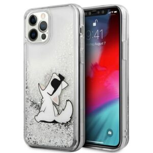karl lagerfeld klhcp12lgcfs iphone 12 pro max 6,7" srebrny/silver hardcase liquid glitter choupette fun