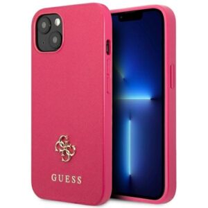 guess guhcp13mps4mf iphone 13 6,1" różowy/pink hardcase saffiano 4g small metal logo