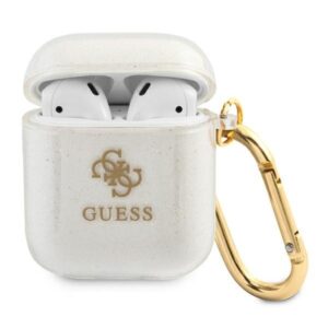 guess gua2ucg4gt airpods cover transparent glitter collection