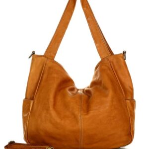 torba damska shopper skórzana venezia vintage leather bag - marco mazzini brąz camel