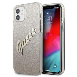 guess guhcp12spcuglsgo iphone 12 mini 5,4" złoty/gold hardcase glitter gradient script