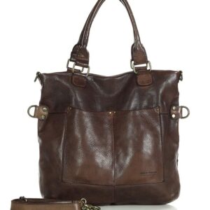 duża torba shopper skórzana - marco mazzini czekoladowy brąz