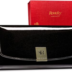 duży lakierowany portfel damski z systemem rfid protect — rovicky