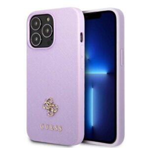 guess guhcp13xps4mu iphone 13 pro max 6,7" purpurowy/purple hardcase saffiano 4g small metal logo