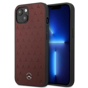 mercedes mehcp13mpsqre iphone 13 6,1" czerwony/red hardcase leather stars pattern
