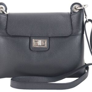 torebka damska skórzana crossbody - czarna