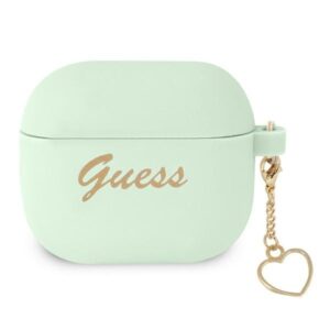 guess gua3lschsn airpods 3 cover zielony/green silicone charm heart collection