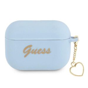 guess guaplschsb airpods pro cover niebieski/blue silicone charm heart collection
