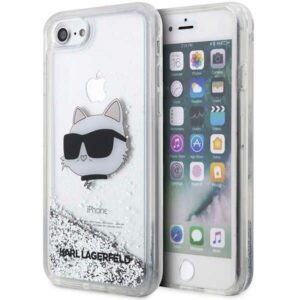 karl lagerfeld klhci8lnchcs iphone 7/8/ se 2020/2022 srebrny/silver hardcase glitter choupette head