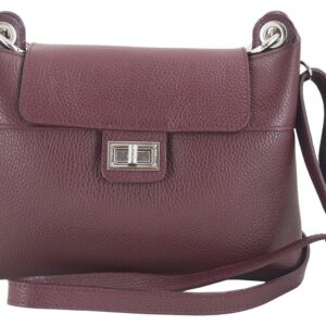 torebka damska skórzana crossbody - bordowa
