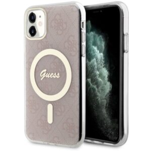 guess guhmn61h4stp iphone 11 6.1" różowy/pink hardcase 4g magsafe