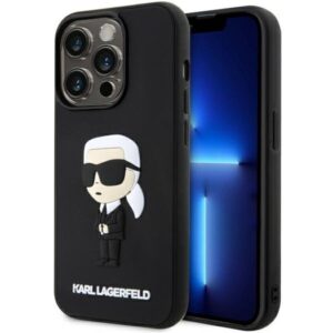 karl lagerfeld klhcp14l3drkink iphone 14 pro 6.1" czarny/black hardcase rubber ikonik 3d