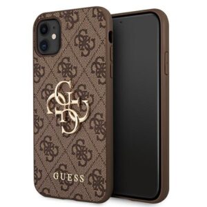 guess guhcn614gmgbr iphone 11 6,1 / xr brązowy/brown hardcase 4g big metal logo