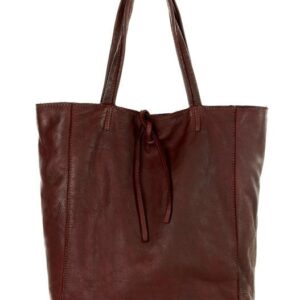 marco mazzini torebka skórzana shopper z troczkami do zawiązywania handmade bordowa