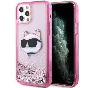 karl lagerfeld klhcp12mlnchcp iphone 12/ 12 pro 6,1" różowy/pink hardcase glitter choupette head