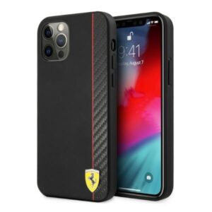 ferrari fesaxhcp12mbk iphone 12/12 pro 6,1" czarny/black hardcase on track carbon stripe