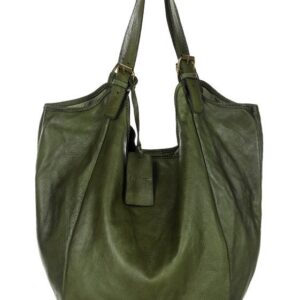 torebka skórzana damska classic handmade shopping bag - marco mazzini zieleń militare