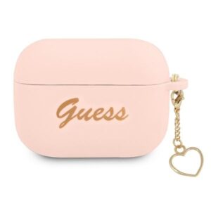 guess guaplschsp airpods pro cover różowy/pink silicone charm heart collection