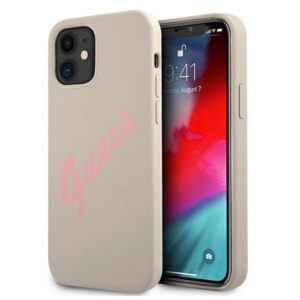 guess guhcp12slsvsgp iphone 12 mini 5,4" szaro różowy/grey pink hardcase silicone vintage