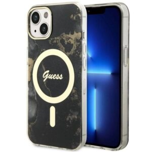 guess guhmp14mhtmrsk iphone 14 plus 6.7" czarny/black hardcase golden marble magsafe