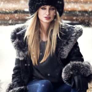naturalny kożuch skórzany damski "katrin fox"
