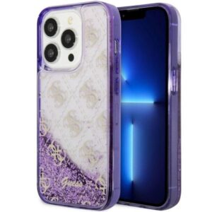 guess guhcp14llc4psgu iphone 14 pro 6.1" purpurowy/purple hardcase liquid glitter 4g transculent