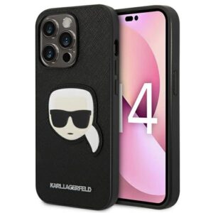 karl lagerfeld klhcp14lsapkhk iphone 14 pro 6,1" czarny/black hardcase saffiano karl`s head patch