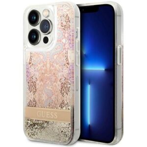 guess guhcp14xlflsd iphone 14 pro max 6,7" złoty/gold hardcase paisley liquid glitter