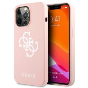 guess guhcp13lls4gwpi iphone 13 pro / 13 6,1" różowy/pink hard case silicone 4g logo