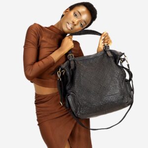 miejska torebka skórzana z regulowanymi rączkami shopper vintage leather - marco mazzini czarny