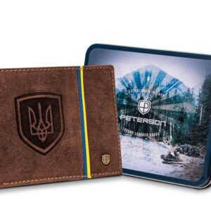 nubukowy portfel męski z godłem ukrainy — peterson