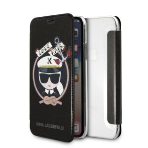 karl lagerfeld klflbkpxksb iphone x/xs czarny/black bookcase signature glitter